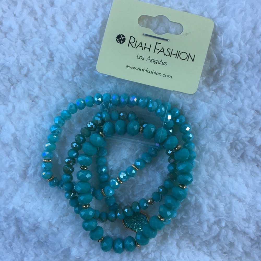 Druzy Glass Beads Bracelet Set- Turquoise